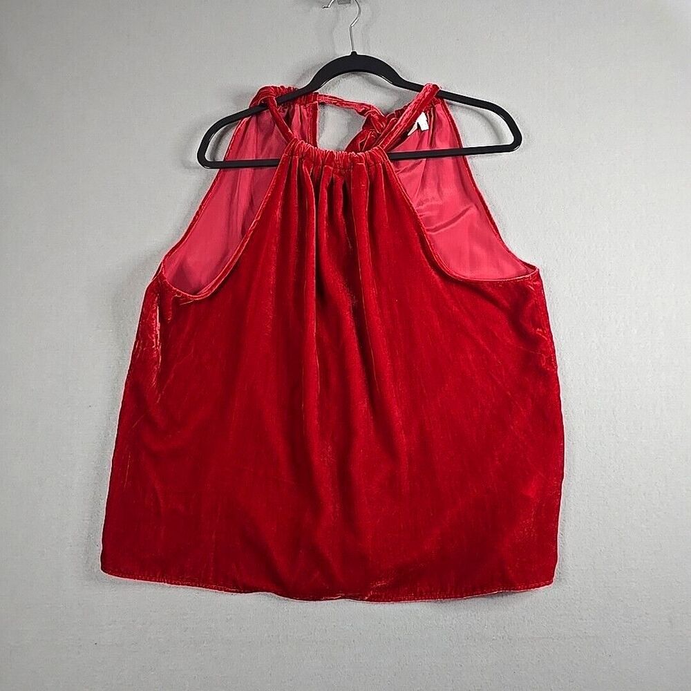 BODEN Red Halterneck Velvet Top Womens Size US14 Sleeveless T1093 Viscose Blend